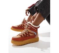 Sorel - ONA AVE Trek WP - Scarponcini stringati impermeabili in pelle con interno in pile color rosso e mare artico 36