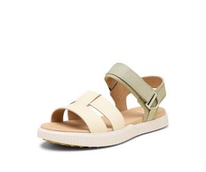 Sorel Sandali piatti da donna Ona Ave con cinturino alla caviglia, twill polveroso/bianco miele, 39 EU