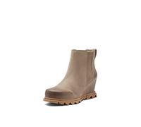 SOREL Women's Joan of Arctic Wedge III Chelsea Boot - Omega Taupe, Wet Sand - Waterproof Leather Wedge Boots - Size 11