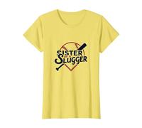 Sorella del Baseball: Sorella di Uno Slugger Vintage Sports Pride Maglietta, Donna, Limone, XL