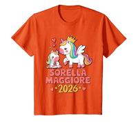 Sorella Maggiore 2026 Regali Sarò Una Sorella Maggiore 2026 Maglietta, Bambini, Arancio, 6 Anni