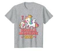 Sorella Maggiore 2026 Regali Sarò Una Sorella Maggiore 2026 Maglietta, Bambini, Grigio Melange, 6 Anni