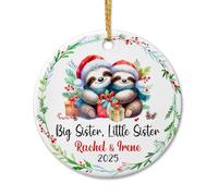Sorella Maggiore E Sorella Minore Bradipo Ornamenti Di Albero Di Natale Ceramica Addobbi Per Natale Con Cordino Ciondoli Decorazione Albero Di Natalizia