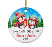 Sorella Maggiore E Sorella Minore Pinguino Ciondoli Decorazione Albero Di Natalizia Ceramica Ciondoli Natalizi Con Cordino Christmas Party Bomboniere