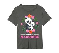 Sorella Maggiore Maglietta Annuncio Nascita Bimbo Panda Maglietta, Donna Plus-Size, Asfalto, 1X