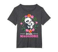 Sorella Maggiore Maglietta Annuncio Nascita Bimbo Panda Maglietta, Donna Plus-Size, Grigio Scuro, 4X