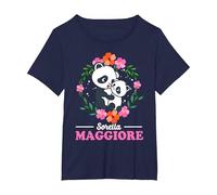 Sorella Maggiore Maglietta Annuncio Nascita Bimbo Panda Maglietta, Donna Plus-Size, Navy, 4X