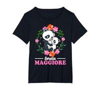 Sorella Maggiore Maglietta Annuncio Nascita Bimbo Panda Maglietta, Donna Plus-Size, Nero, 6X