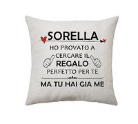 Sorella Regali Copricuscino - Regali per Sorella Compleanno e Festa della Mamma