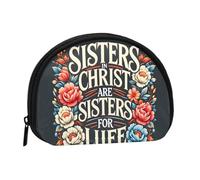 Sorelle in Cristo sono sorelle per la vita Piccolo portamonete a conchiglia per donne e uomini - Piccolo portafoglio con cerniera, porta monete, chiavi e carte da viaggio portatile