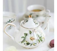 SOREZE Teiera in Bone China 500ML Set caffettiera Camelia Rosa Bollitore in Porcellana per la casa Brocca per tè Party Cafe Teaware