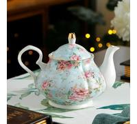 SOREZE Teiera Inglese Britannica da 400 ml con Base riscaldante in Porcellana, Set di teiere con fornello in Ceramica