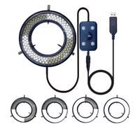 Sorgente luminosa ad anello per microscopio regolabile, illuminatore per microscopio stereo da laboratorio e fotocamera (USB 144 LED 4 zone)