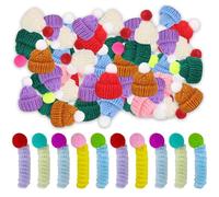 Sorgenwürmchen Accessories, 60 pezzi, teste di legno, per decorazioni a maglia, mini cappelli, Sophisticate, dita, artigianato, cute, decorazione a mano, dieci bastoncini attorcigliati