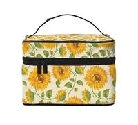 Sorie di girasole fresco stampate, Borsa per il trucco Borsa per cosmetici Borsa da toilette da viaggio portatile Astuccio per matite Astuccio da toilette