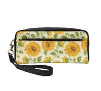 Sorie di girasole fresco stampate, Borsa per il trucco Borsa per cosmetici Borsa da viaggio portatile da toilette Astuccio in pelle per donne e ragazze