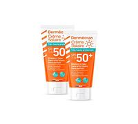 SORIFA - Set di 2 - Dermécran - Crema solare SPF50+ - Viso e corpo - Formula Vegan & Ocean Friendly - Resistente all'acqua - Per tutta la famiglia dai 3 anni - Made in France - Tubo 50 ml
