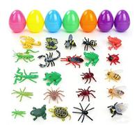 Sorprese Per Uova Di Pasqua - Set Educativo Da 24 Pezzi Per Feste 'Infanzia E Caccia Ai Tesori | Giocattoli Interattivi Di Animali O Insetti Tipo Scuola, Regali Di Vacanza E Decorazione Cesti