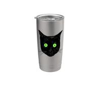 Sorpreso Gatto Nero con gli occhi verdi Black Cat Face Bicchiere termico in acciaio inox doppia parete