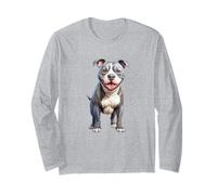 Sorridente American Bully Dog Razza Opera d'Arte Amante degli Animali Domestici Maglia a Manica