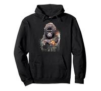 Sorridente Baby Gorilla Floral Jungle Wildlife Primate Felpa con Cappuccio