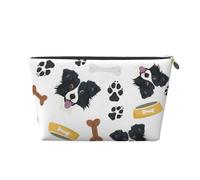 Sorridente cane Border Collie, Borsa da toilette Borsa per trucco Borsa per cosmetici Borsa da toilette da viaggio portatile