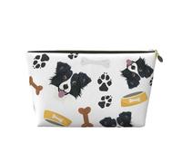 Sorridente cane Border Collie, Borsa per il trucco Borsa per cosmetici Borsa da toilette da viaggio portatile Borsa da toilette