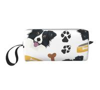 Sorridente cane Border Collie, Borsa per il trucco Borsa per cosmetici Borsa da toilette da viaggio portatile Borsa per trucco Organizer