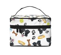 Sorridente cane Border Collie, Borsa per il trucco Borsa per cosmetici Borsa da toilette da viaggio portatile Astuccio per matite Astuccio da toilette