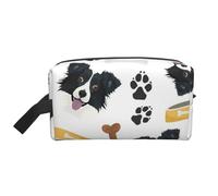 Sorridente cane Border Collie, Borsa per il trucco Borsa per cosmetici Borsa da viaggio portatile da viaggio Borsa per trucco Organizer