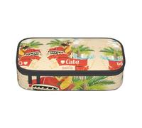 Sorridente Lady On Classic Car Palms Grande Capacità Astuccio Cancelleria Storage Bag con Cerniera Ragazzi Ragazze Studenti Scuola, Nero , Taglia unica, Valigia