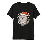 Sorridente Santa Cat Holiday Cheer Maglietta Premium