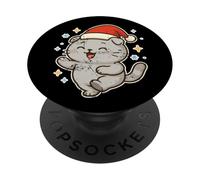 Sorridente Santa Cat Holiday Cheer PopSockets PopGrip Adesivo