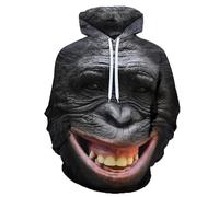 Sorridente Scimmia Gorilla Faccia 3D Stampato Felpa con Cappuccio Donne Uomini Divertente Animale Modello Maglione con Cappuccio Felpe