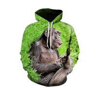 Sorridente Scimmia Gorilla Faccia 3D Stampato Felpa con Cappuccio Donne Uomini Divertente Animale Modello Maglione con Cappuccio Felpe