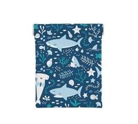 Sorridente squalo animali marini pesci stelle marine blu, Spremere il portafoglio superiore da donna Borsa portaoggetti Piccola portamonete Portamonete