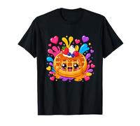 Sorridente Waffle Kawaii con Bacche E Cuori Maglietta