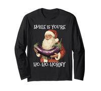 Sorridi Se Sei Ho Ho Ho Cornea Imbarazzante Natale Maglia a Manica