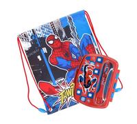 Sorrisini Contenitore Pranzo con Posate per Bambini Spiderman, Lunch Box, Porta Merenda, Sacca Sportiva Bambini, Lunch Bag per Scuola e Asilo, Zaino per Ginnastica Gite
