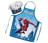 Sorrisini Set Chef Bambino, Grembiule Cucina Bambini, Cappello Chef Bambino, Vestito Cuoco Bambino, Grembiule e Cappello regolabile per dipingere da pittura, Costume Cuoco Bambino 3-8 Anni Spider