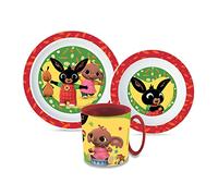 Sorrisini Set Stoviglie per Bambini, Piatti e Ciotole in Plastica, Adatti per Microonde, Design con Licenza, Rosso (Bing)