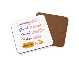 Sorriso Spesso Pensare Positively Laugh Loudly Sottobicchiere - Divertente