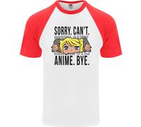Sorry Can'T Anime Bye Divertente Anti-social DA UOMO S/S Baseball T-Shirt