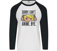 Sorry Can'T Anime Bye Divertente Anti-social Uomo L/S Baseball T-Shirt