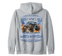 Sorry Can't Talk Guardando Monster Trucks Divertente Felpa con Cappuccio