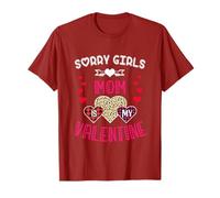 Sorry Girls Mommy Is My Valentine Hearts Leopardo e Plaid Maglietta