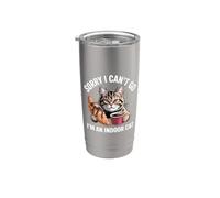 Sorry I Can't Go I'm An Indoor Cat Mangia Pane Divertente Bicchiere termico in acciaio inox doppia parete