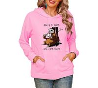 Sorry I Can't I'm Very Busy Coffee Bradipo 3D Stampato Donne Peluche Felpe Moda Felpa con Cappuccio Manica Lunga con Cappuccio Pullover Top