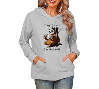 Sorry I Can't I'm Very Busy Coffee Bradipo 3D Stampato Donne Peluche Felpe Moda Felpa con Cappuccio Manica Lunga con Cappuccio Pullover Top