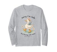 Sorry I’m Late His Timing Not Mine Duck Ecclesiastes 3:1 Maglia a Manica